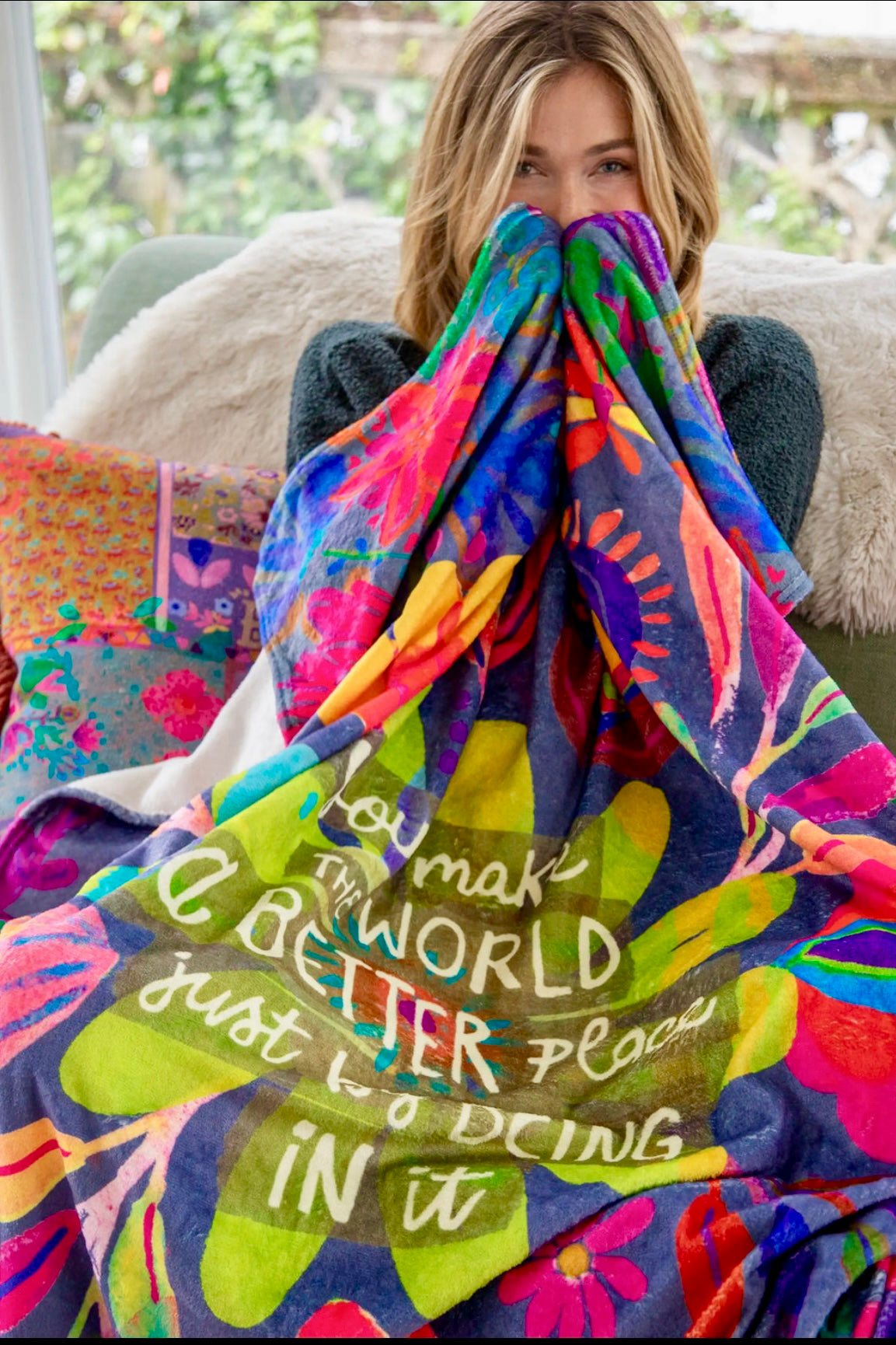 Natural Life Cozy Blanket- You Make The World Better