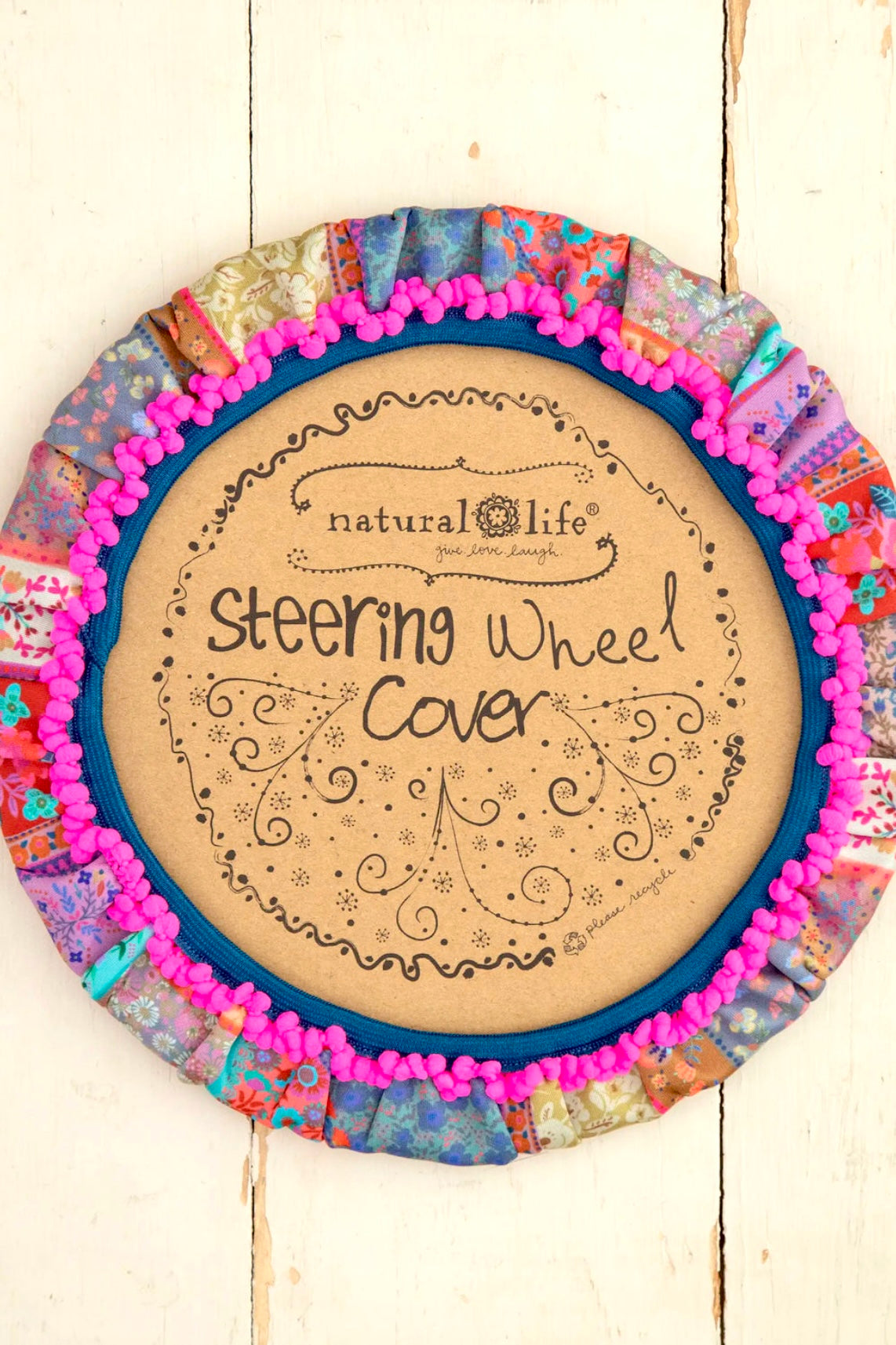 Natural Life Patchwork Steering Wheel Cover 15”