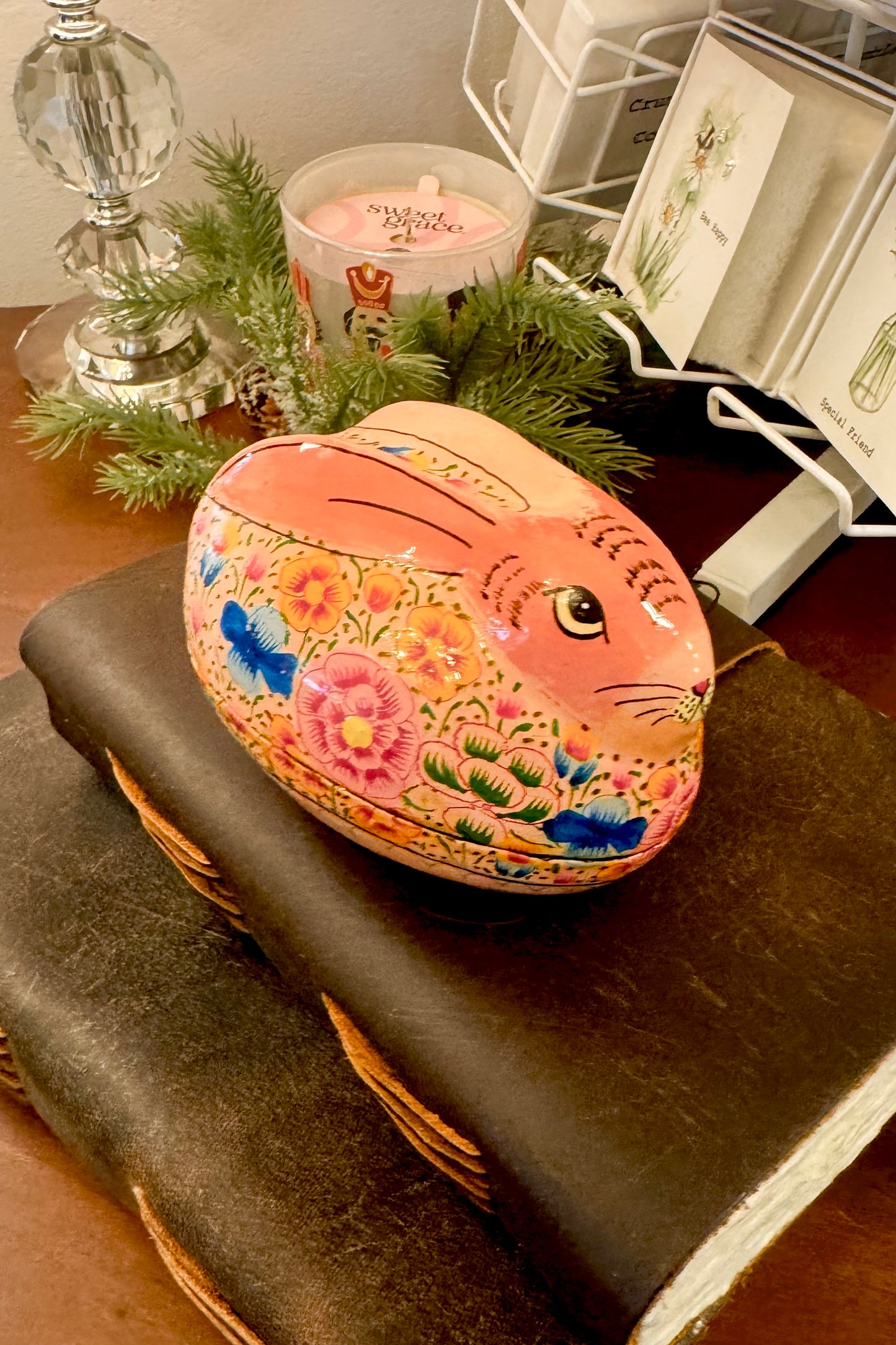 Handpainted Pink Bunny Box
