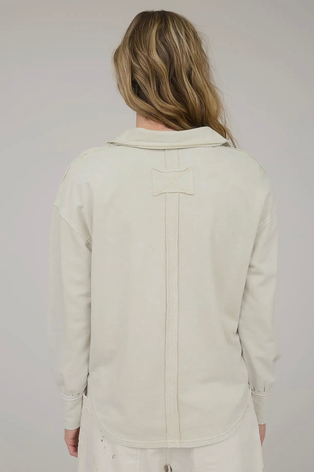 Oatmeal Mineral Washed V Neck French Terry Sweatshirt