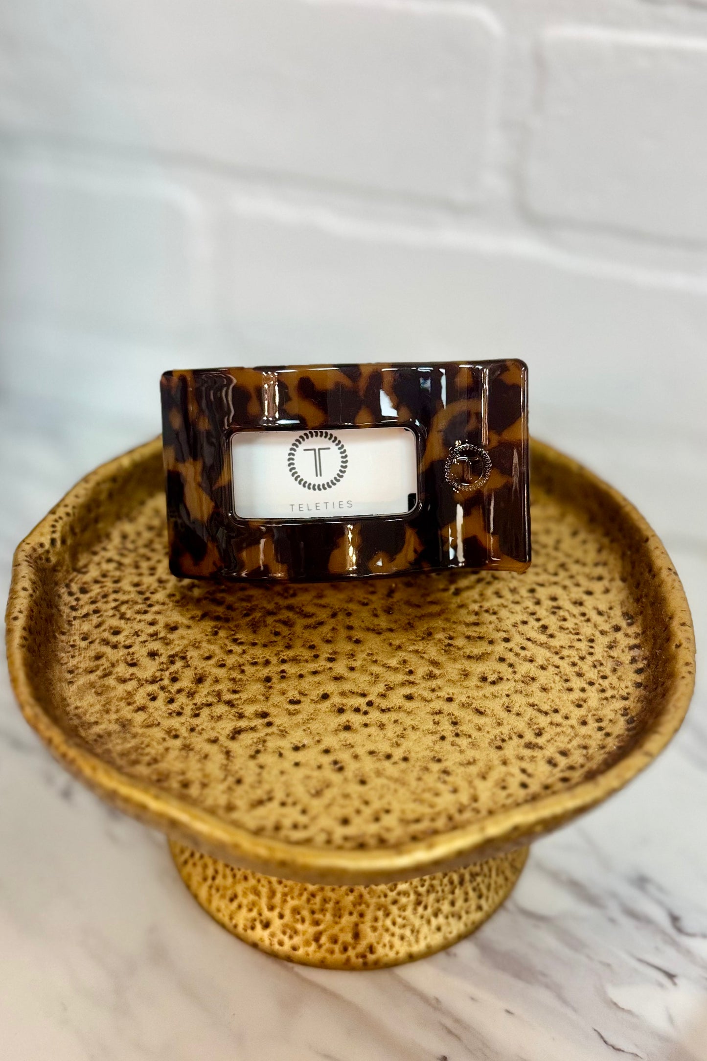 Teleties Dark Tortoise Rectangle Flat Hair Clip (Choose your size)