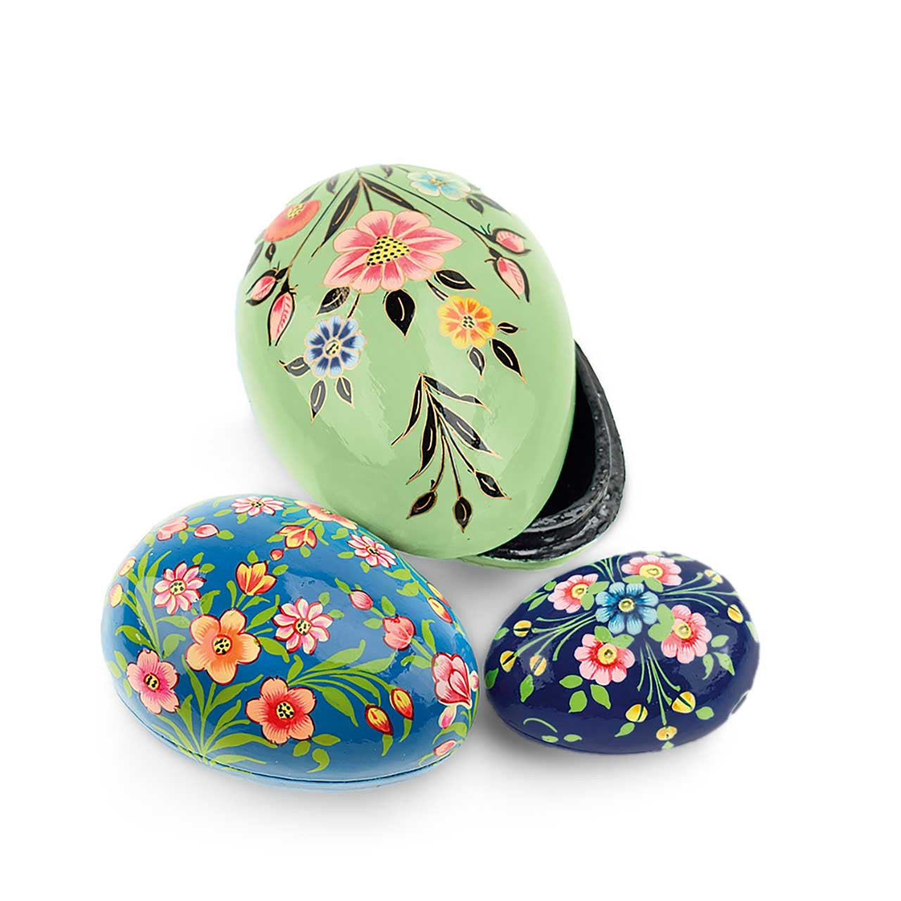 Handpainted Kashmiri Nesting Eggs- Set of 3