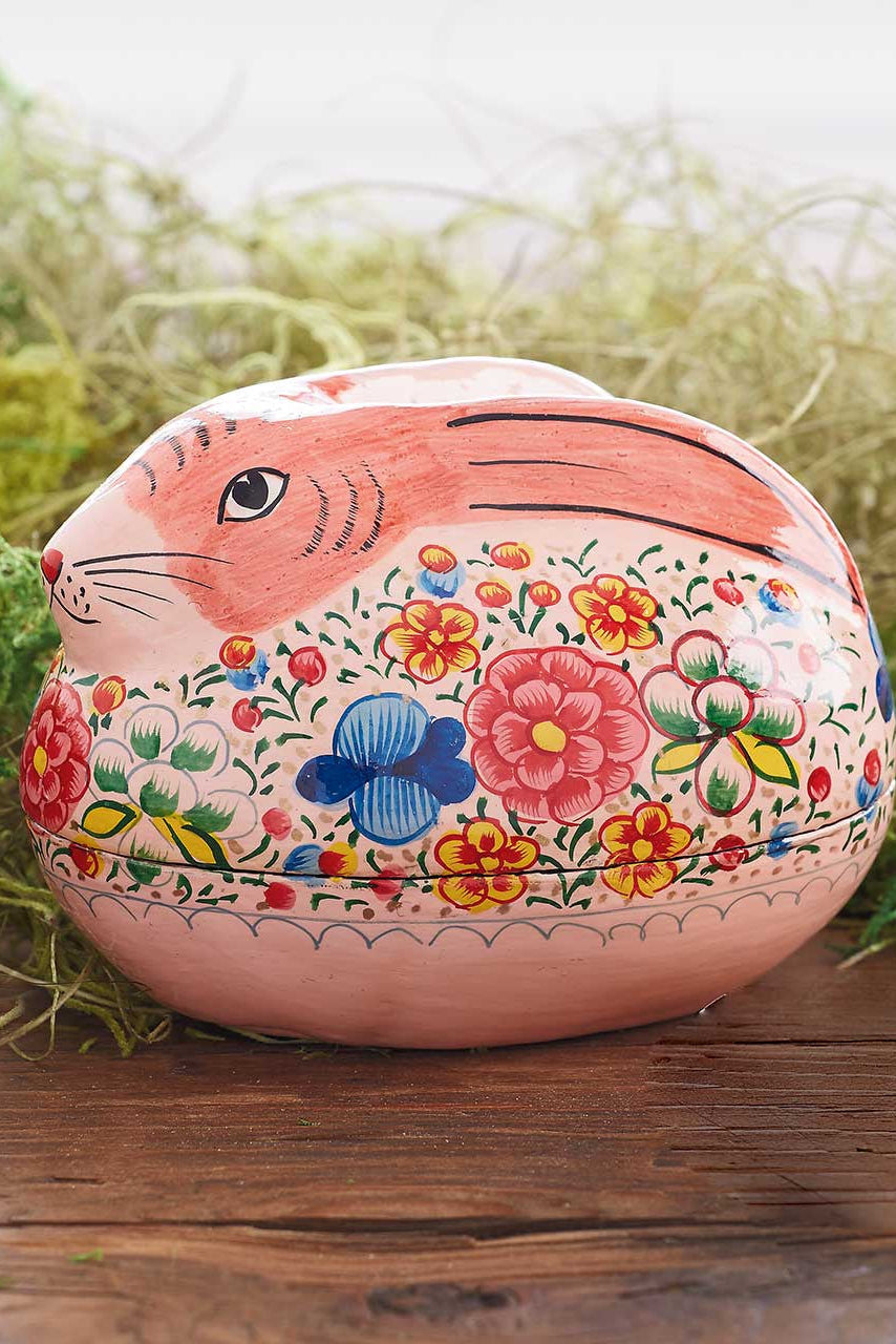 Handpainted Pink Bunny Box