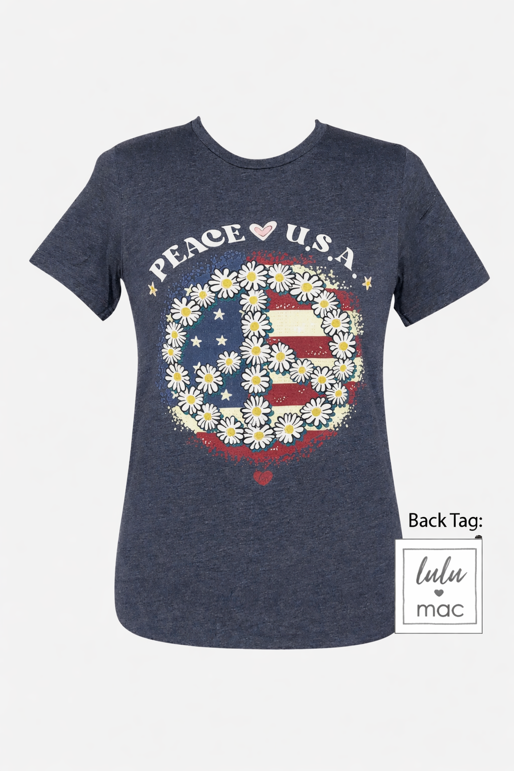 LULU MAC Peace U.S.A. Americana Graphic Tee Shirt