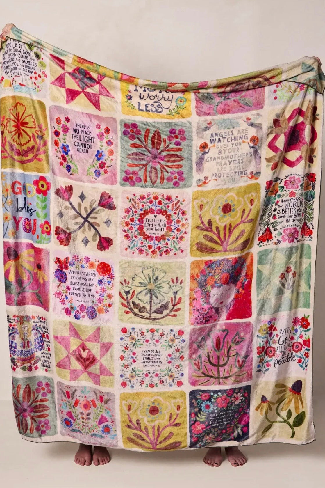 Natural Life XL Cozy Blanket- Folk Quilt Patchwork Blessings