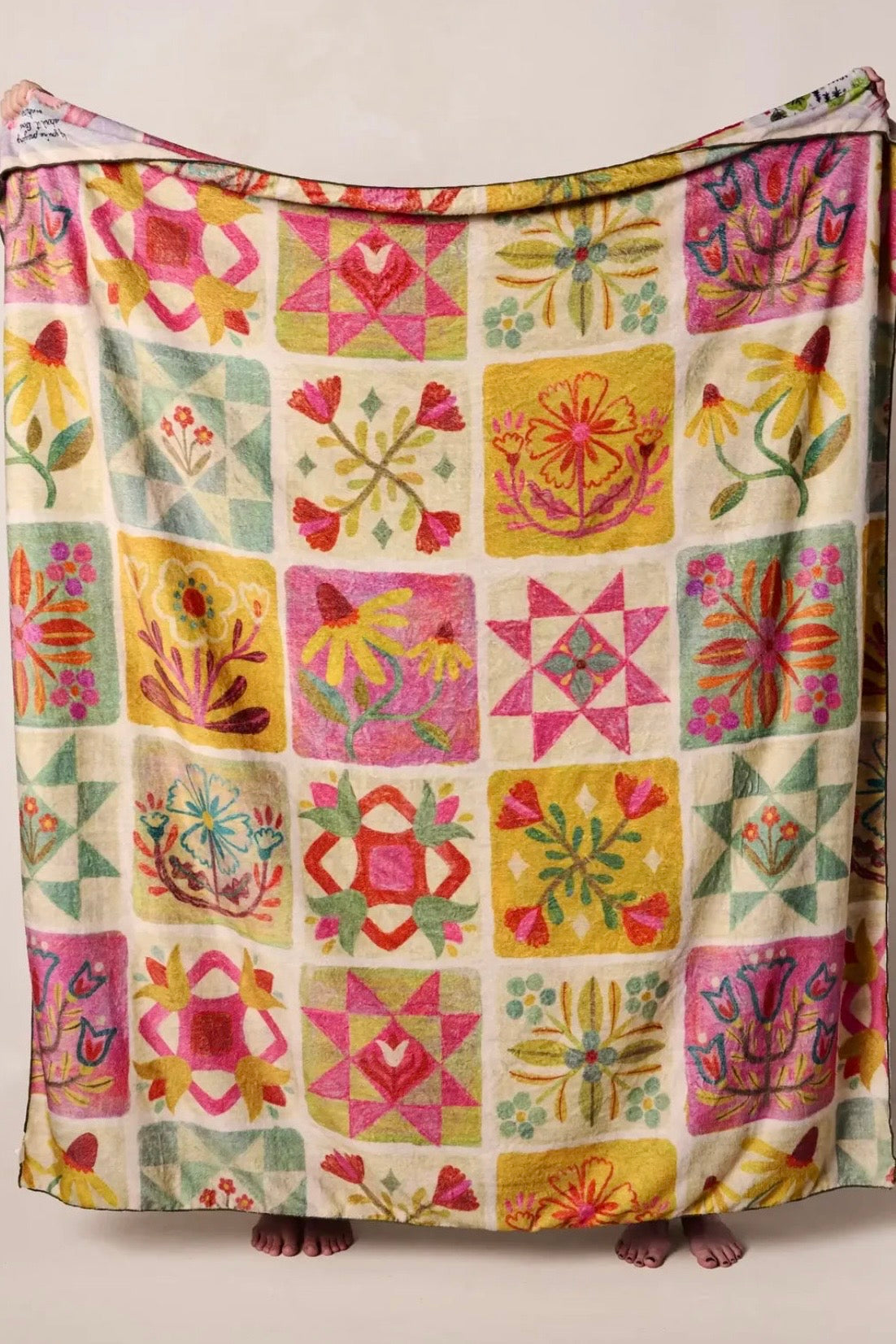 Natural Life XL Cozy Blanket- Folk Quilt Patchwork Blessings