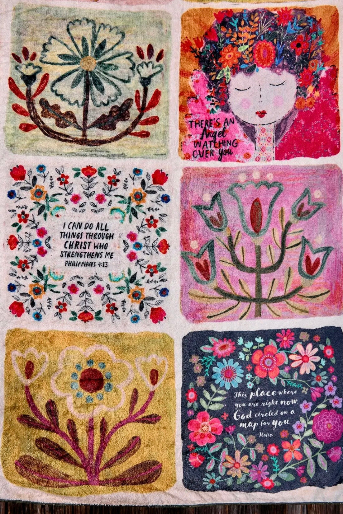 Natural Life XL Cozy Blanket- Folk Quilt Patchwork Blessings