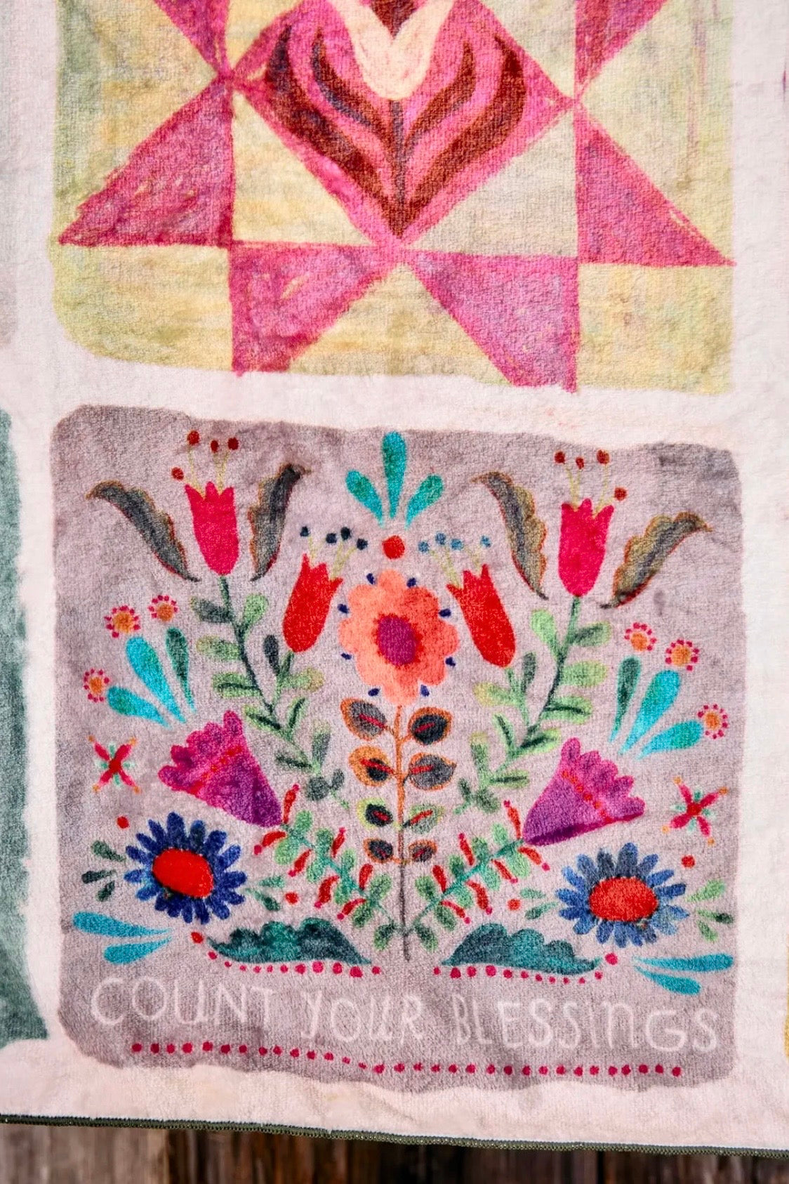 Natural Life XL Cozy Blanket- Folk Quilt Patchwork Blessings