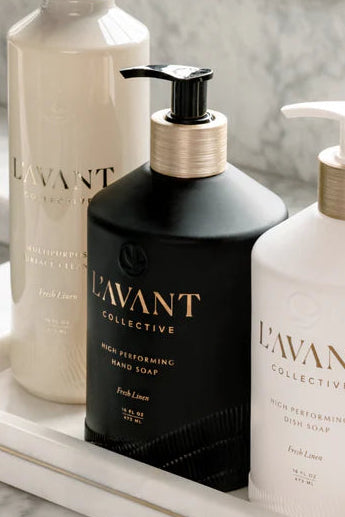 Set of Lavant products on a marble surface with a white tray
