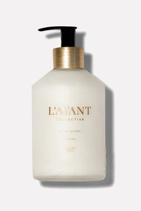 L'AVANT body lotion bottle on a white background