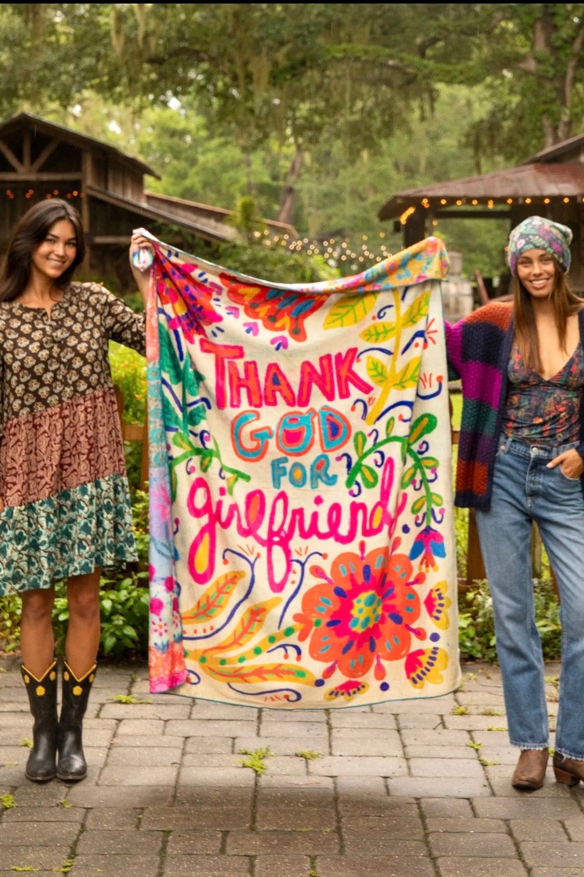 Natural Life Double Sided Cozy Throw Blanket- Thank God for Girlfriends