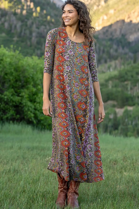 Natural Life Lottie Maxi Sweater Dress in Brown Tuscany