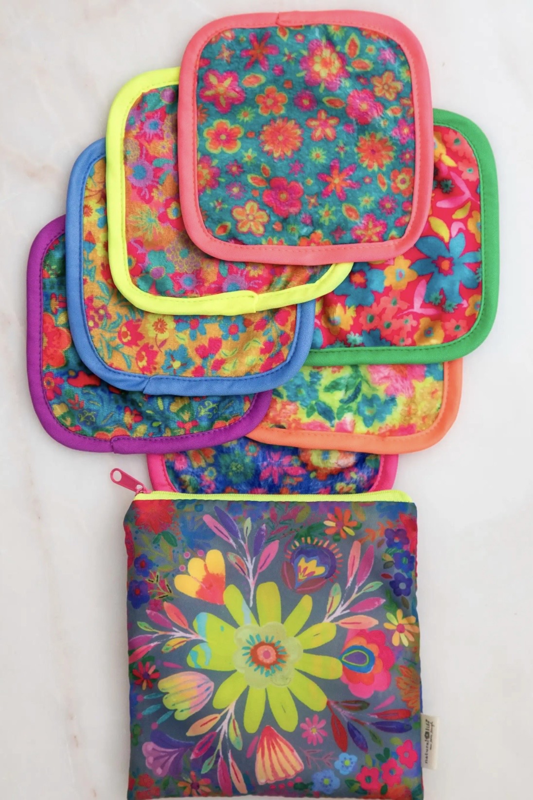 Natural Life Mini Make Up Removing Cloth Set of 7- Floral