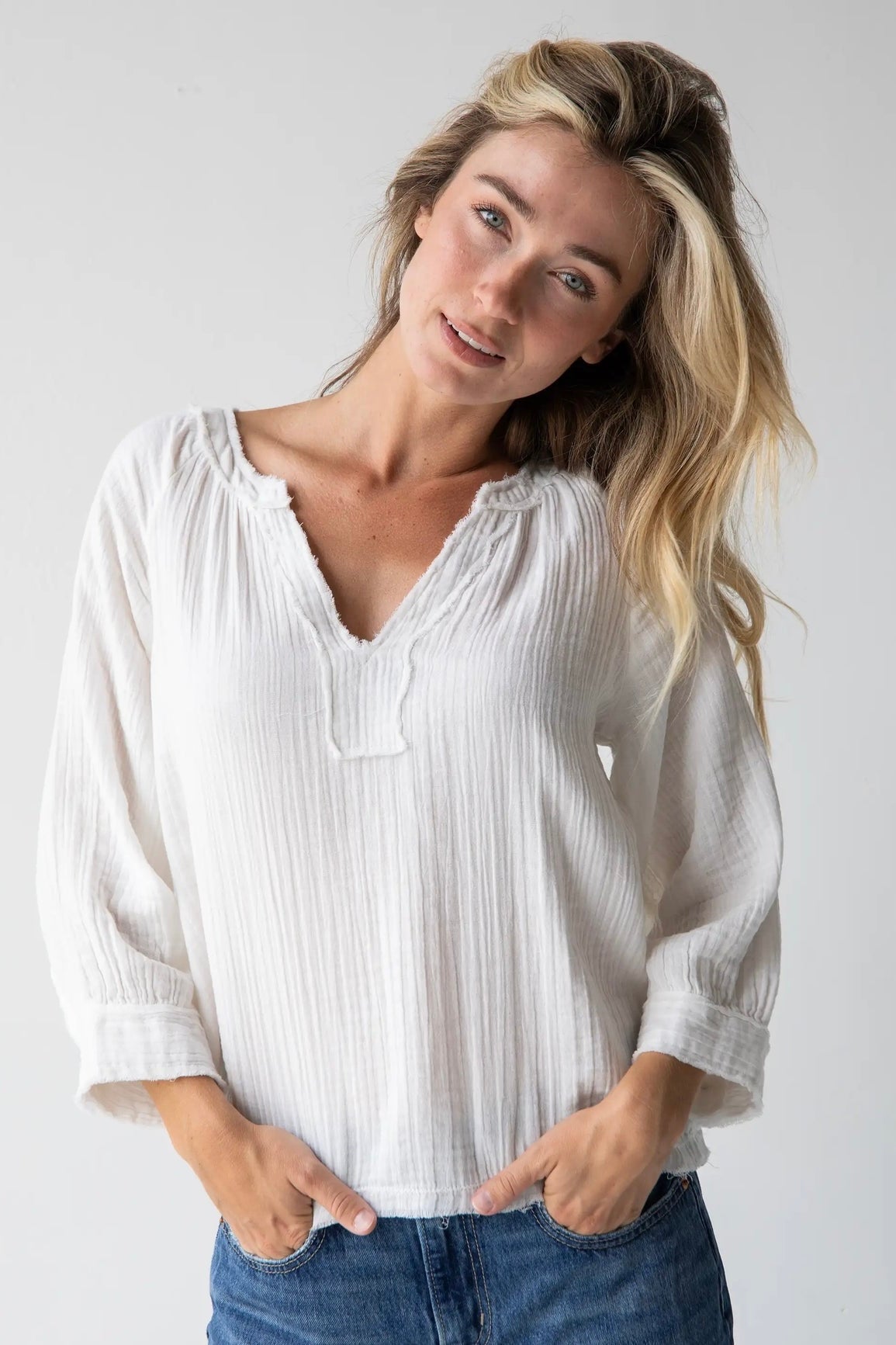 Natural Life Robyn Gauze Top in White