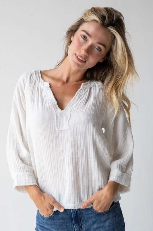 Natural Life Robyn Gauze Top in White