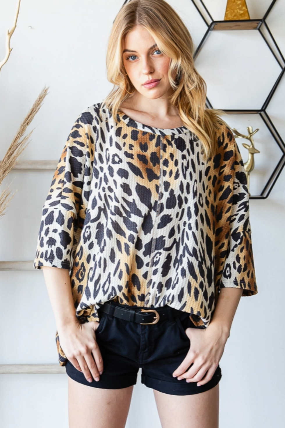 Ombre Animal Print Oversized Top