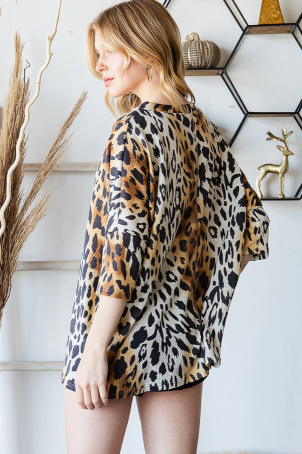 Ombre Animal Print Oversized Top