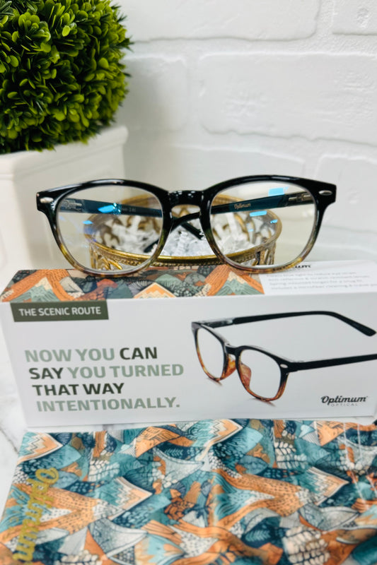 Scenic Route Readers By Optimum Optical Glasses green frame