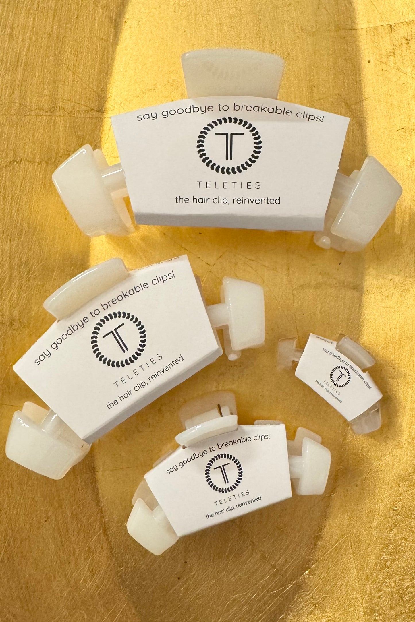 Teleties Classic Coconut White Claw Hair Clips