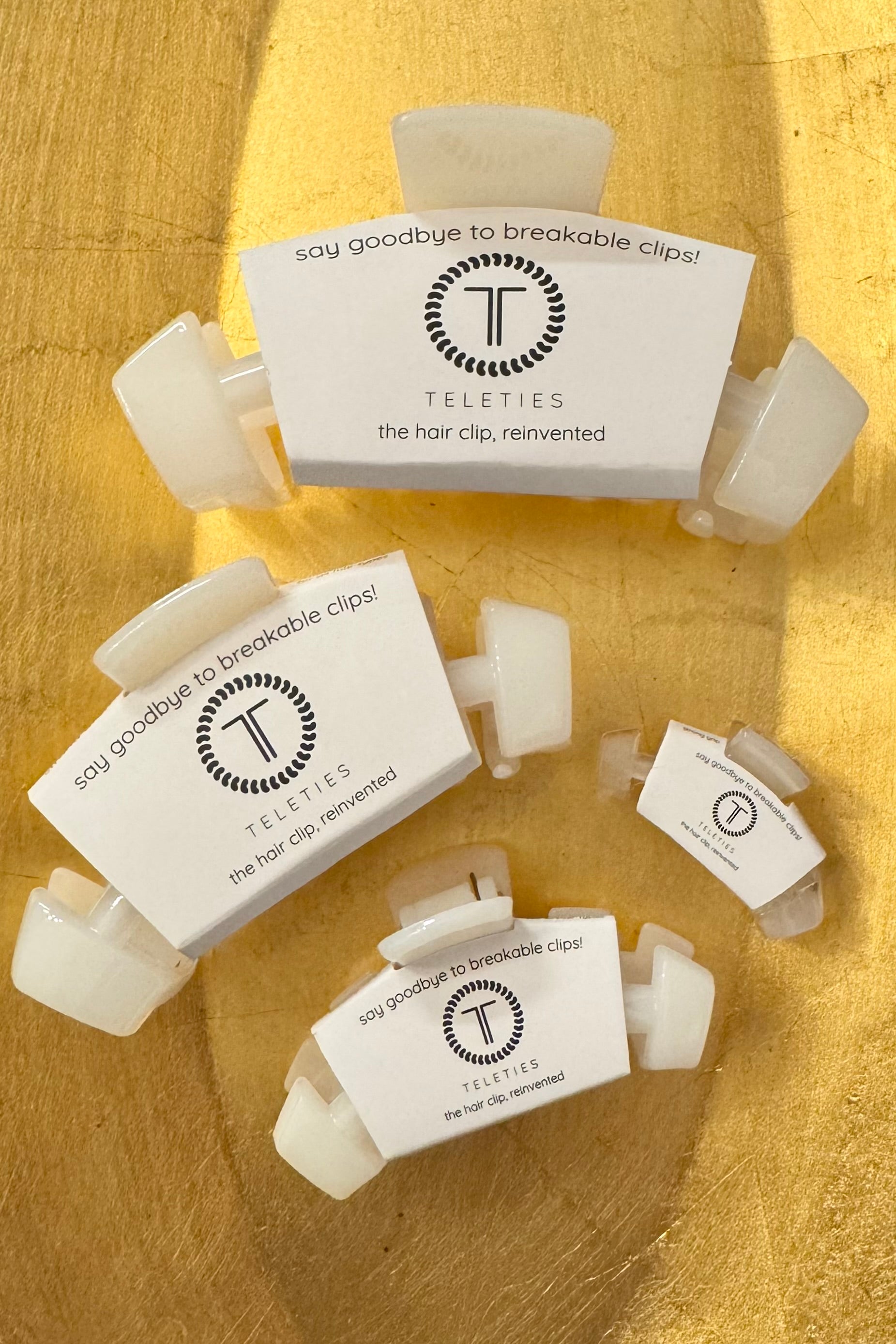 Teleties Classic Coconut White Claw Hair Clips