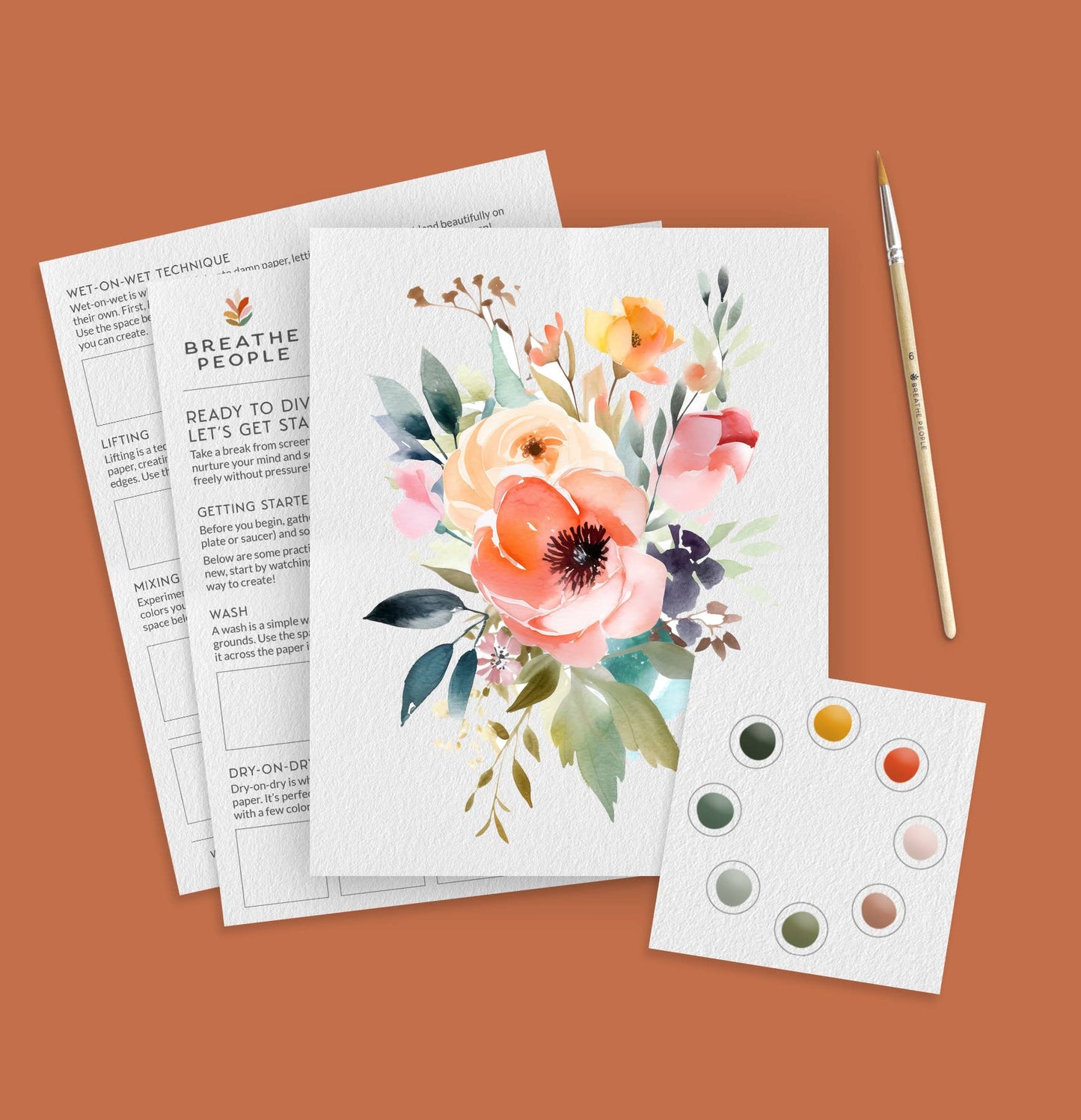 Breathe People Brilliant Bouquet All-In-One Beginner Watercolor Paint Set