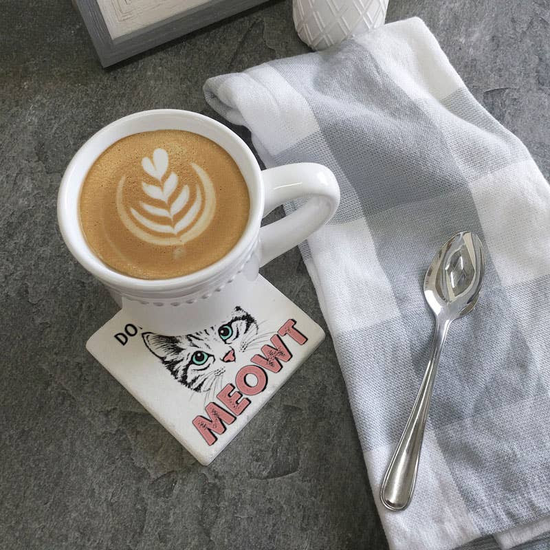 Don't Stress MEOWT Limestone Drink Coaster