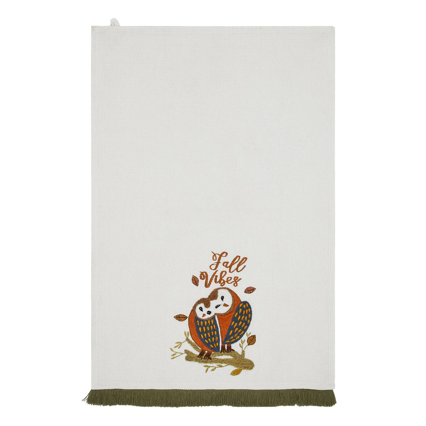 Fall Vibes Kitchen Tea Towel with Owls