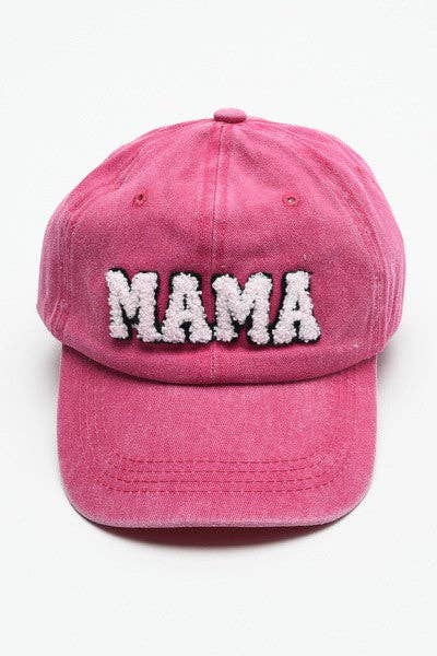 MAMA Mineral Washed Sherpa Baseball Cap in Hot Pink