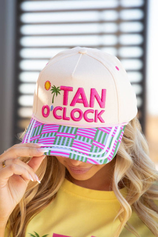 "Tan O'Clock" Tan Cap with Patch Work