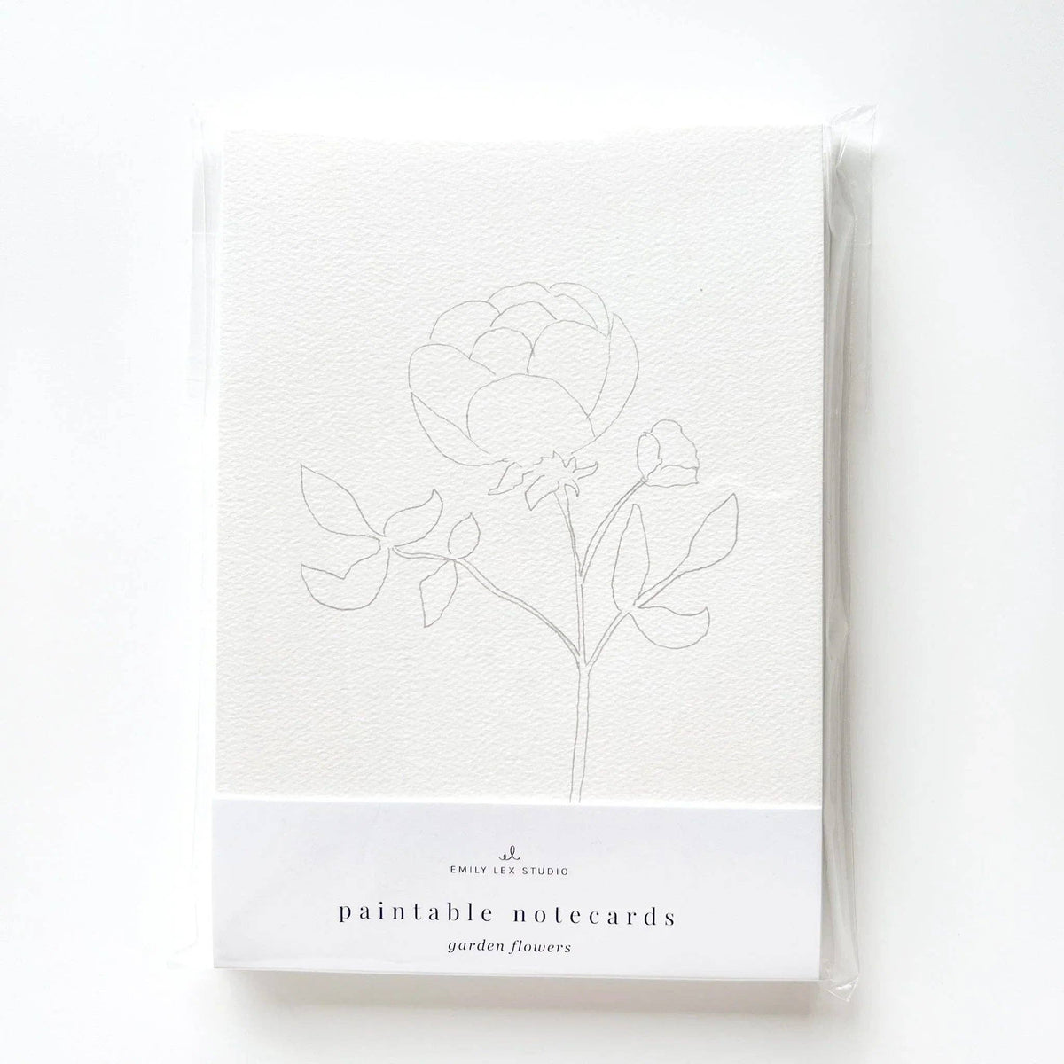 Garden Flowers Paintable Watercolor Notecard Set of 8- Emily Lex Studio