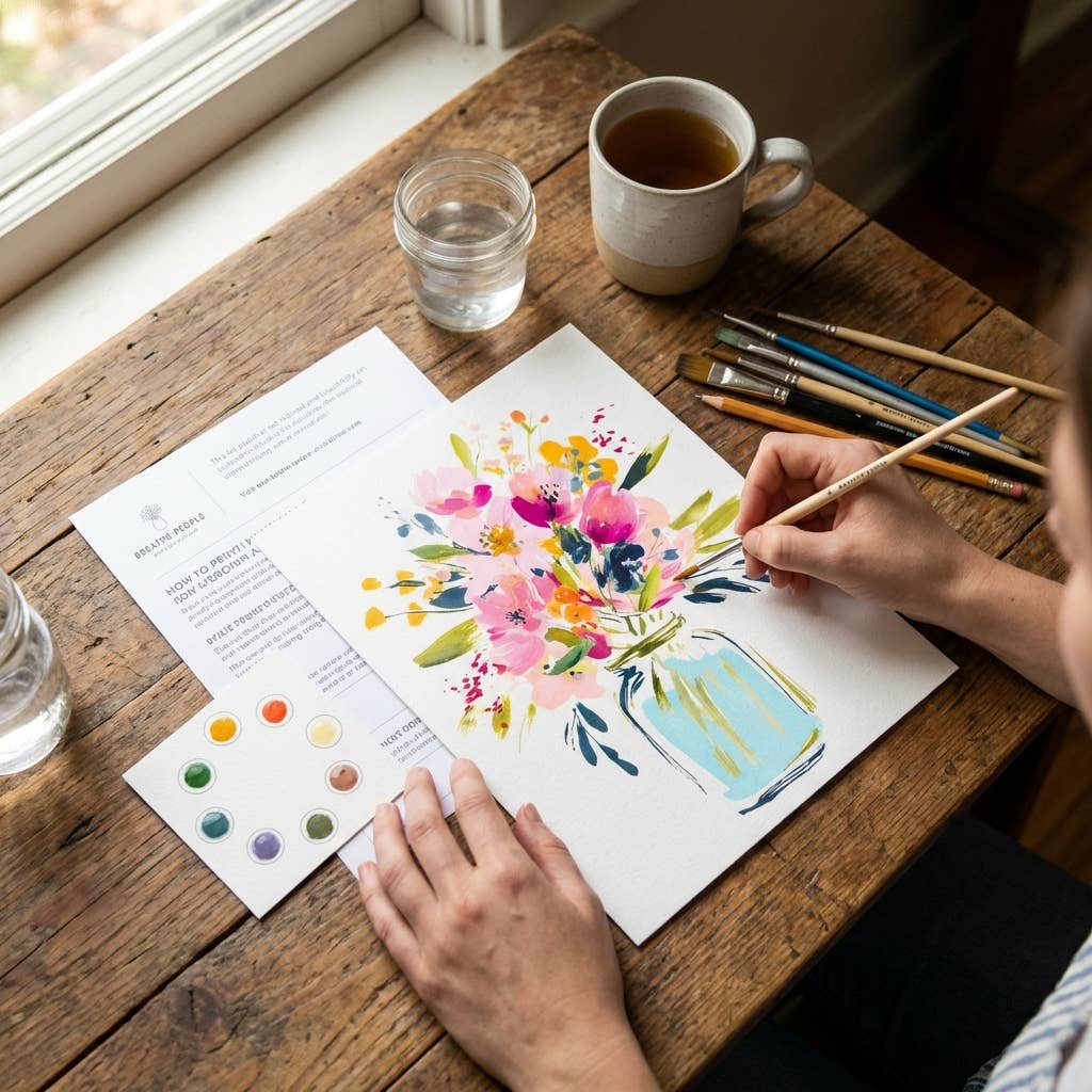 Breathe People Jar of Flowers All-In-One Beginner Watercolor Paint Set