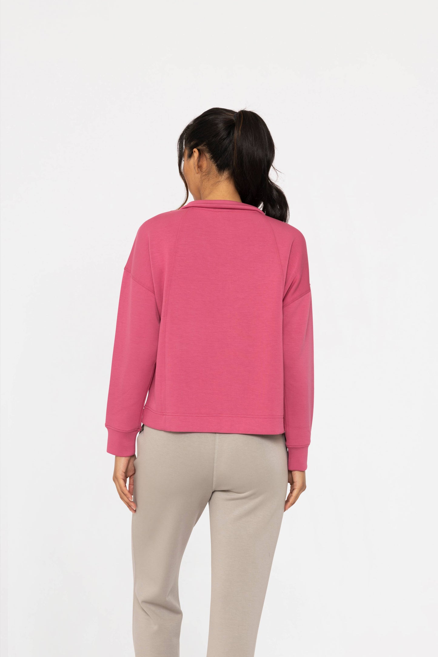 Soft Magenta Elevated Quarter Zip Up Pullover Top