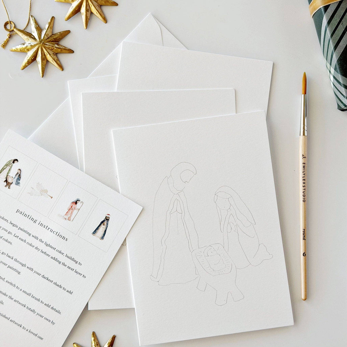 Nativity Paintable Notecard Set of 8- Emily Lex Studio