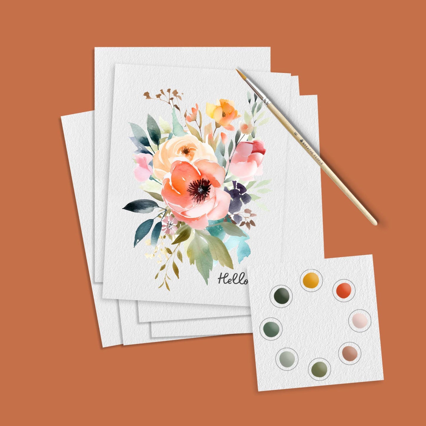 Breathe People Vibrant Botanicals All in One Watercolor Paint Set / Postcard Kit