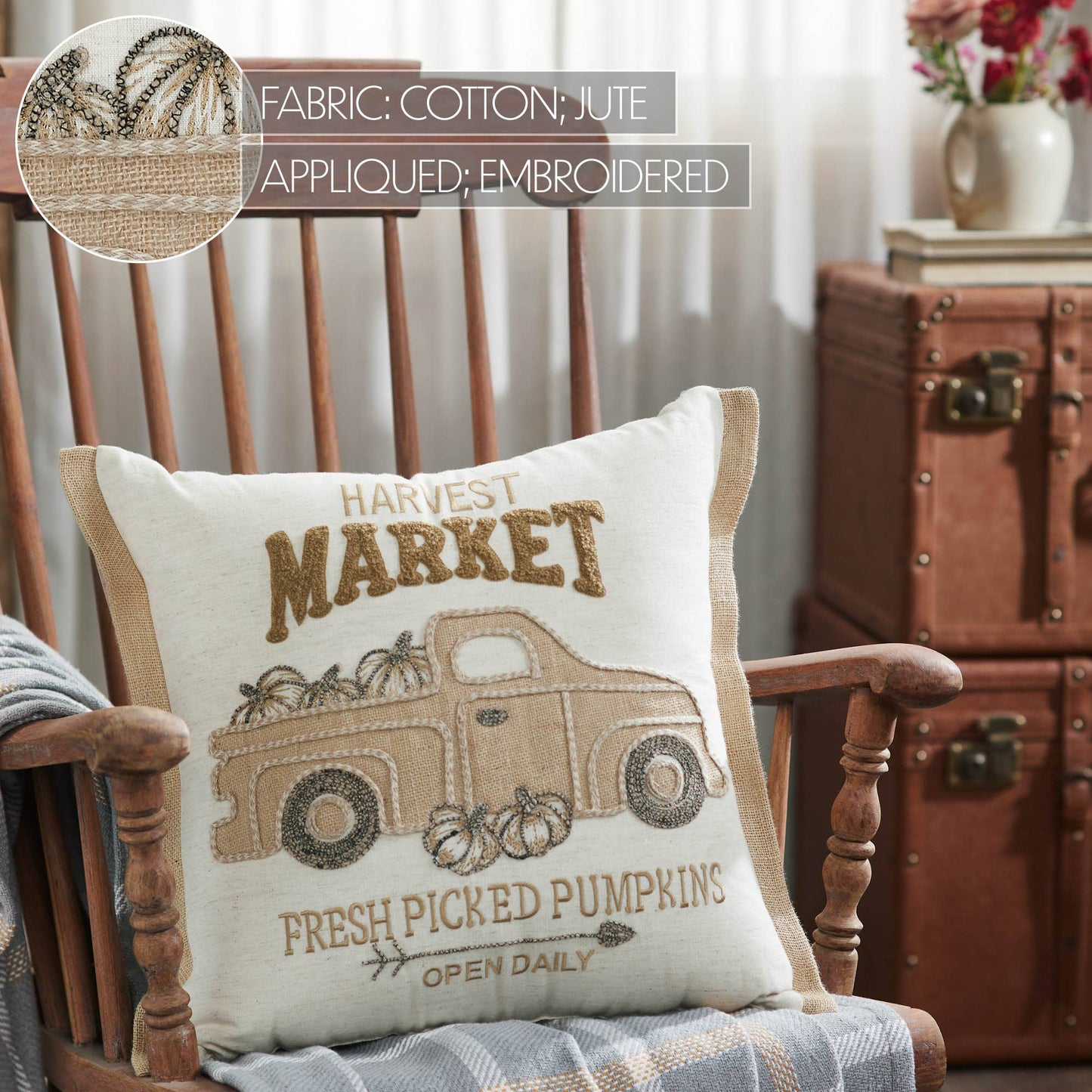 Harvest Market Pumpkin Truck Throw Pillow