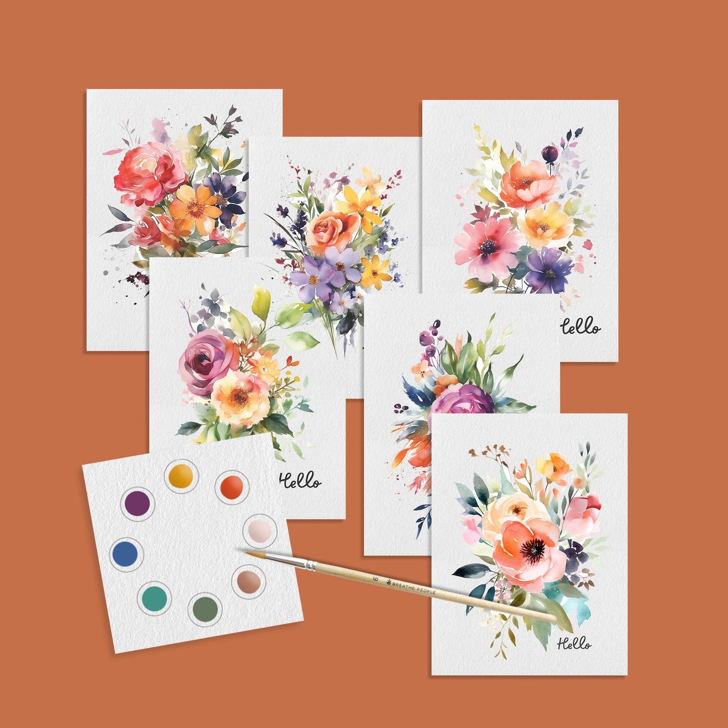 Breathe People Vibrant Botanicals All in One Watercolor Paint Set / Postcard Kit