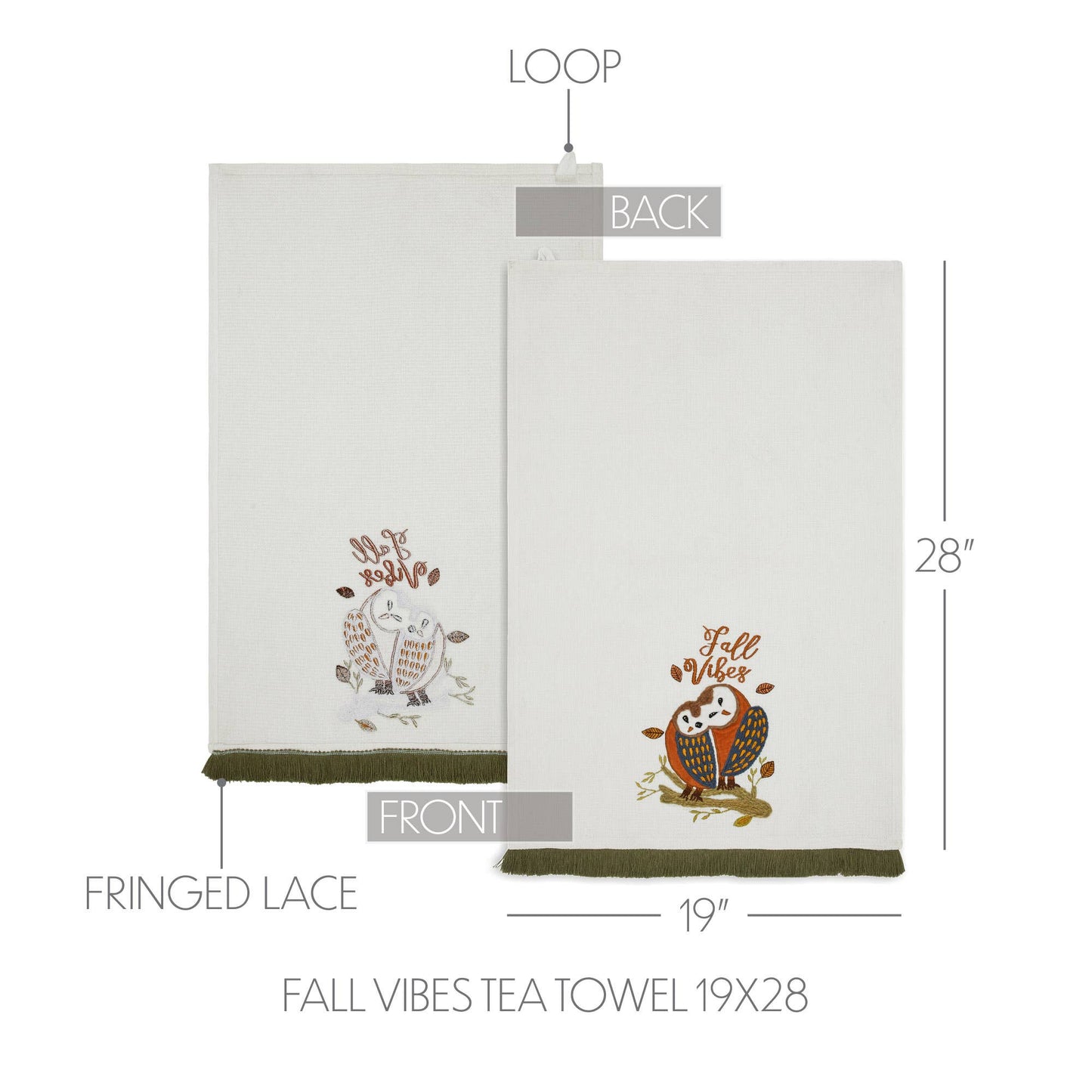 Fall Vibes Kitchen Tea Towel with Owls