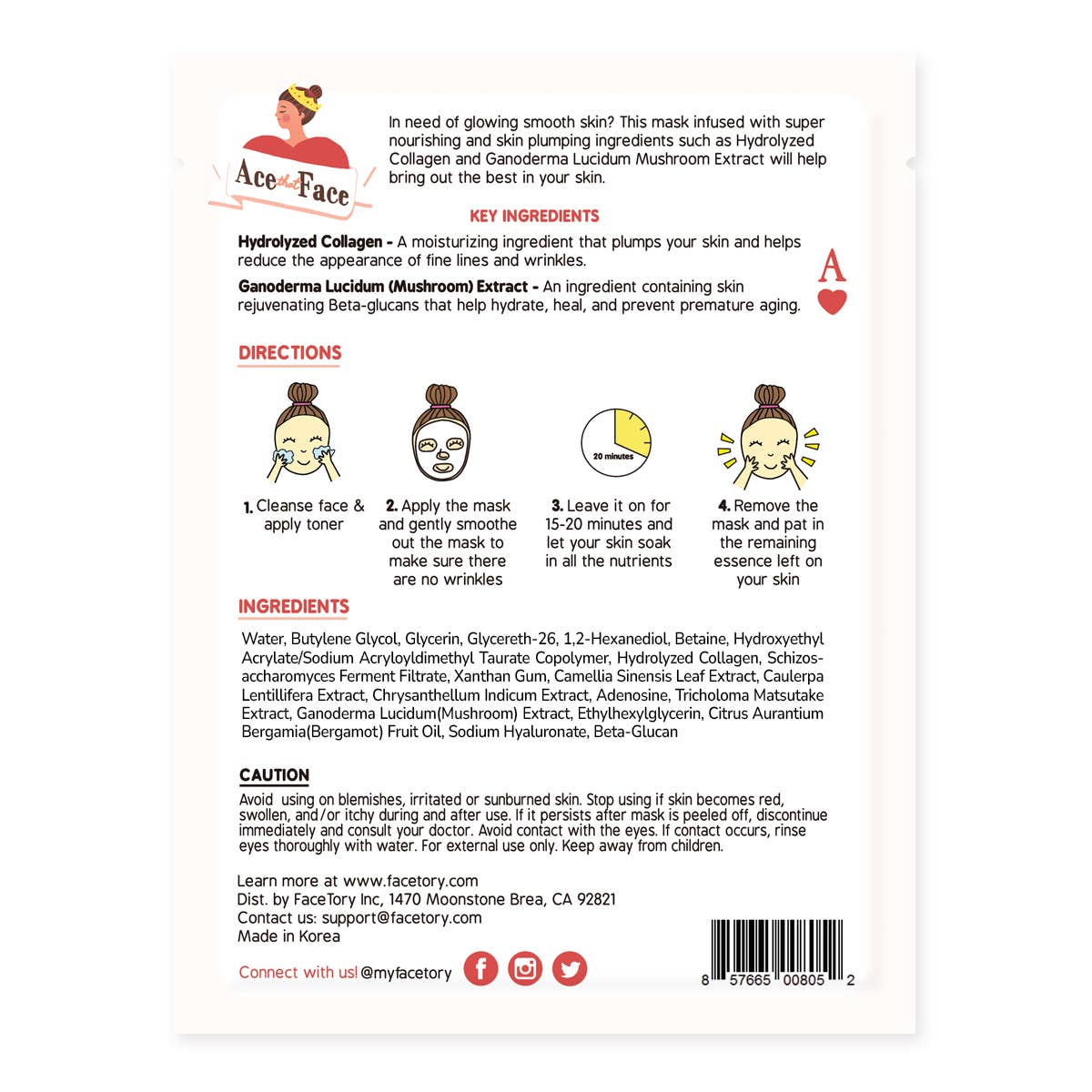 FaceTory Ace That Face Firming Collagen Face Mask - Korean Beauty
