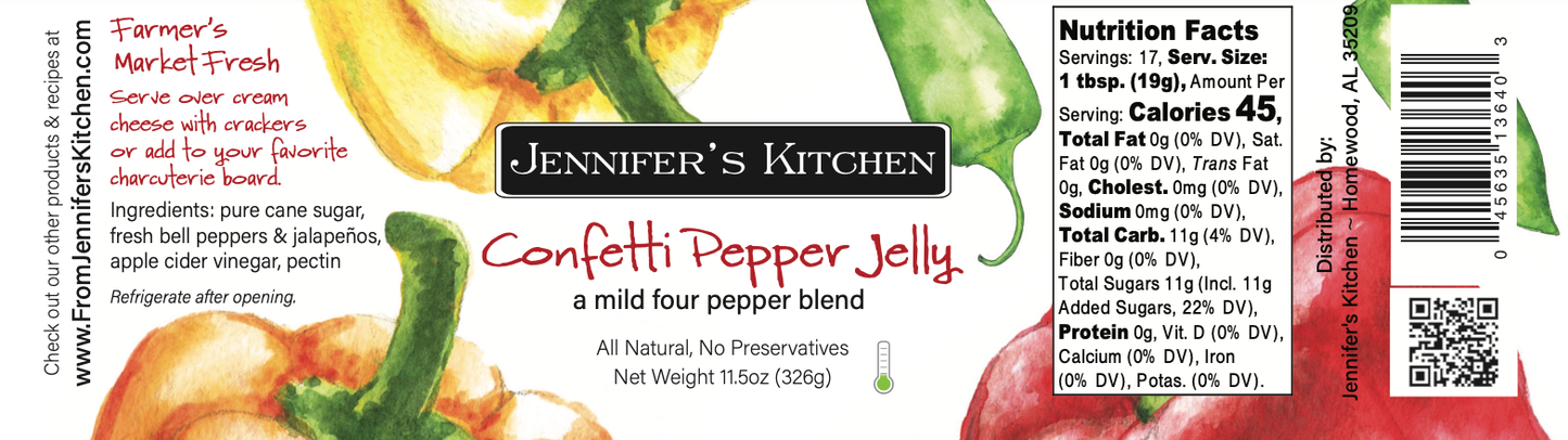 Confetti Pepper Jelly - 11 oz  Jennifer's Kitchen