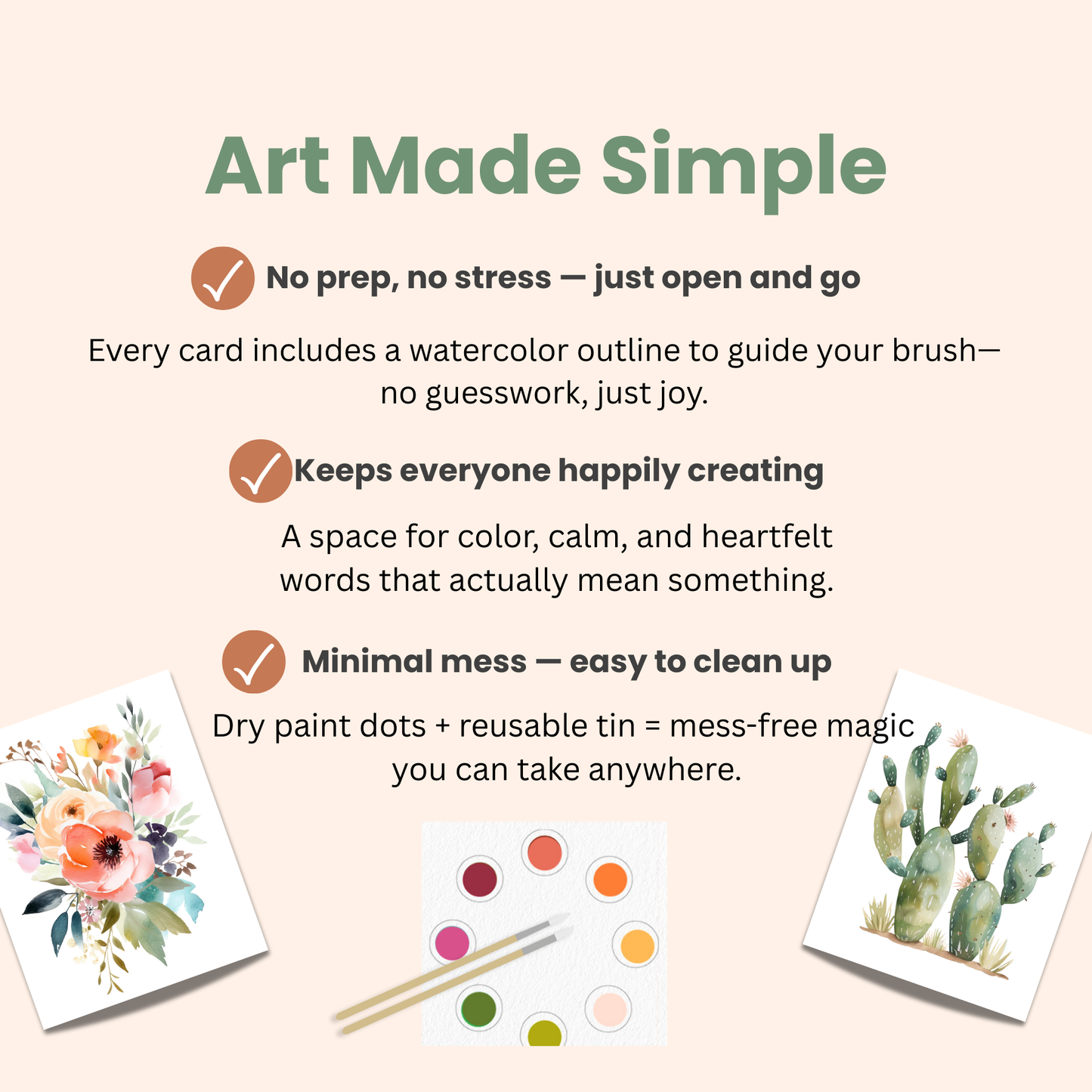 Breathe People Vibrant Botanicals All in One Watercolor Paint Set / Postcard Kit