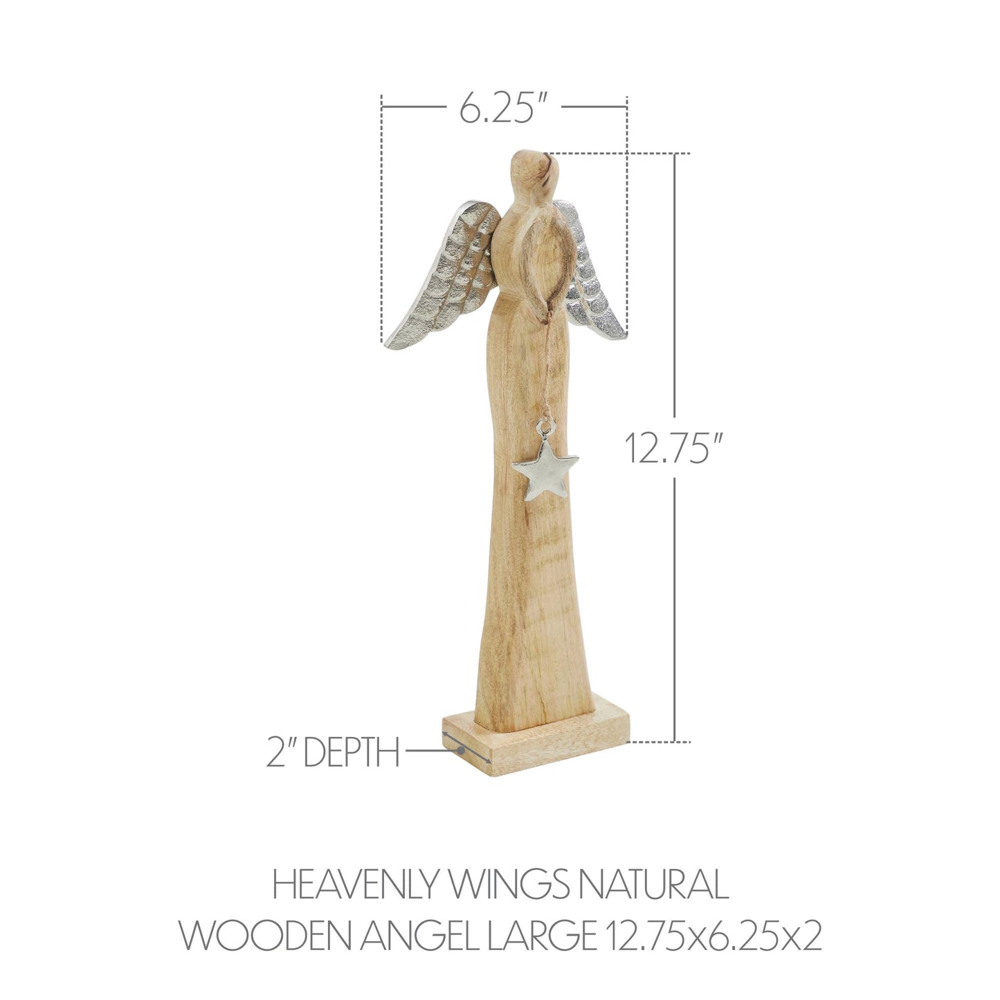 Large Heavenly Wings Wooden Angel