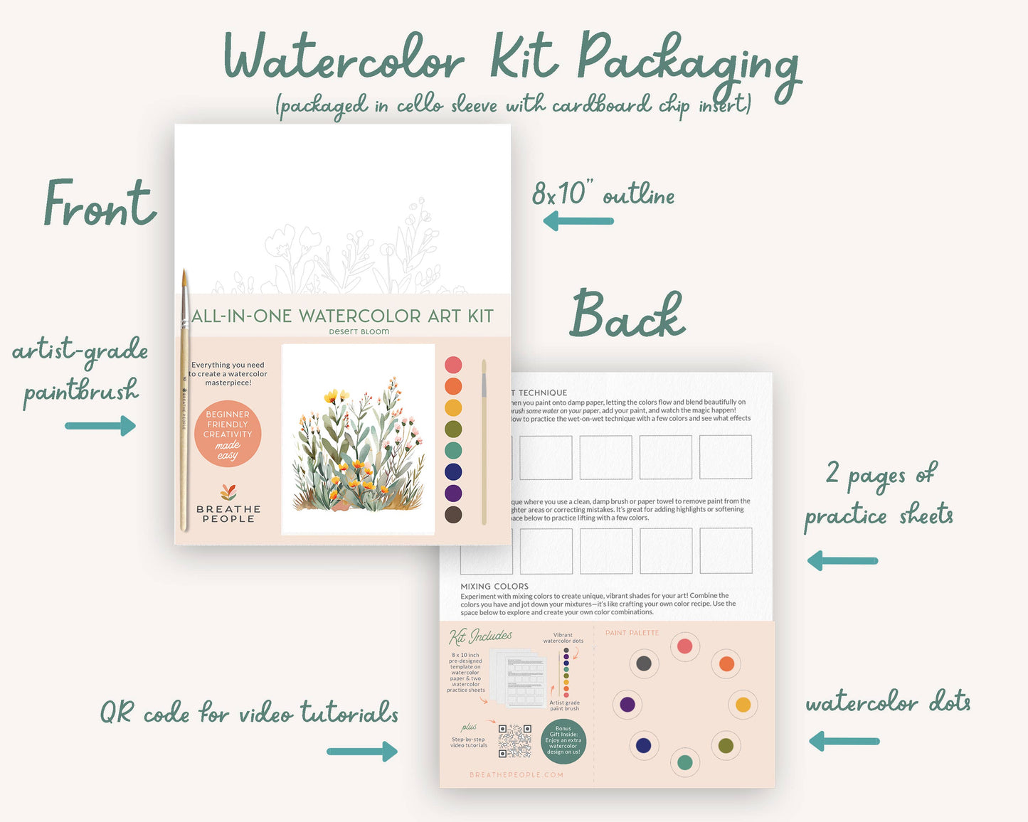 Breathe People Jar of Flowers All-In-One Beginner Watercolor Paint Set