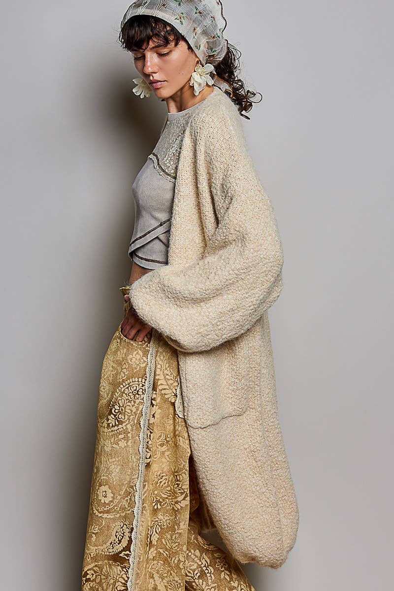 POL Soft Boucle Knit Oversized Long Cardigan- One Size