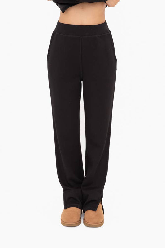 Black Elevated Wide Leg Lounge Pants