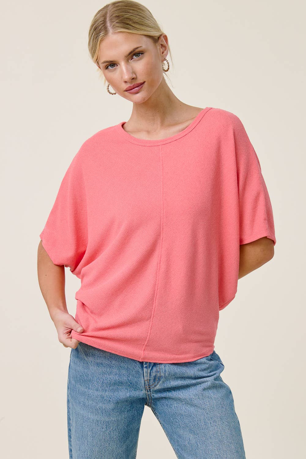 Charlotte Avery Coral Centerline Dolman Top