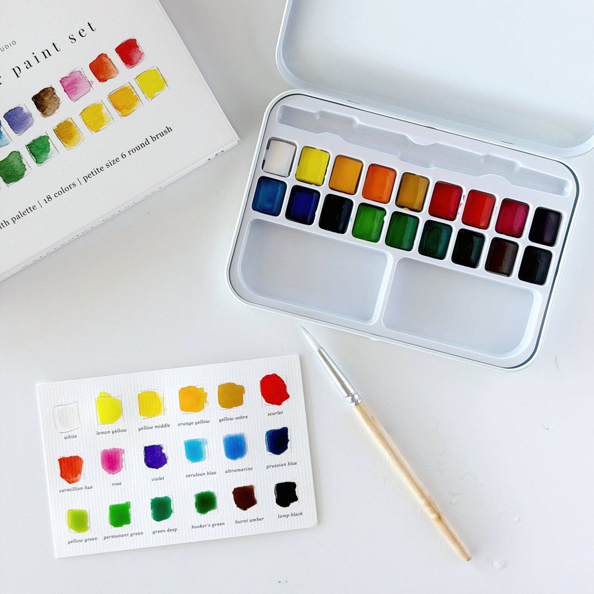 Watercolor Paint Set: 18 colors With Brush- Emily Lex