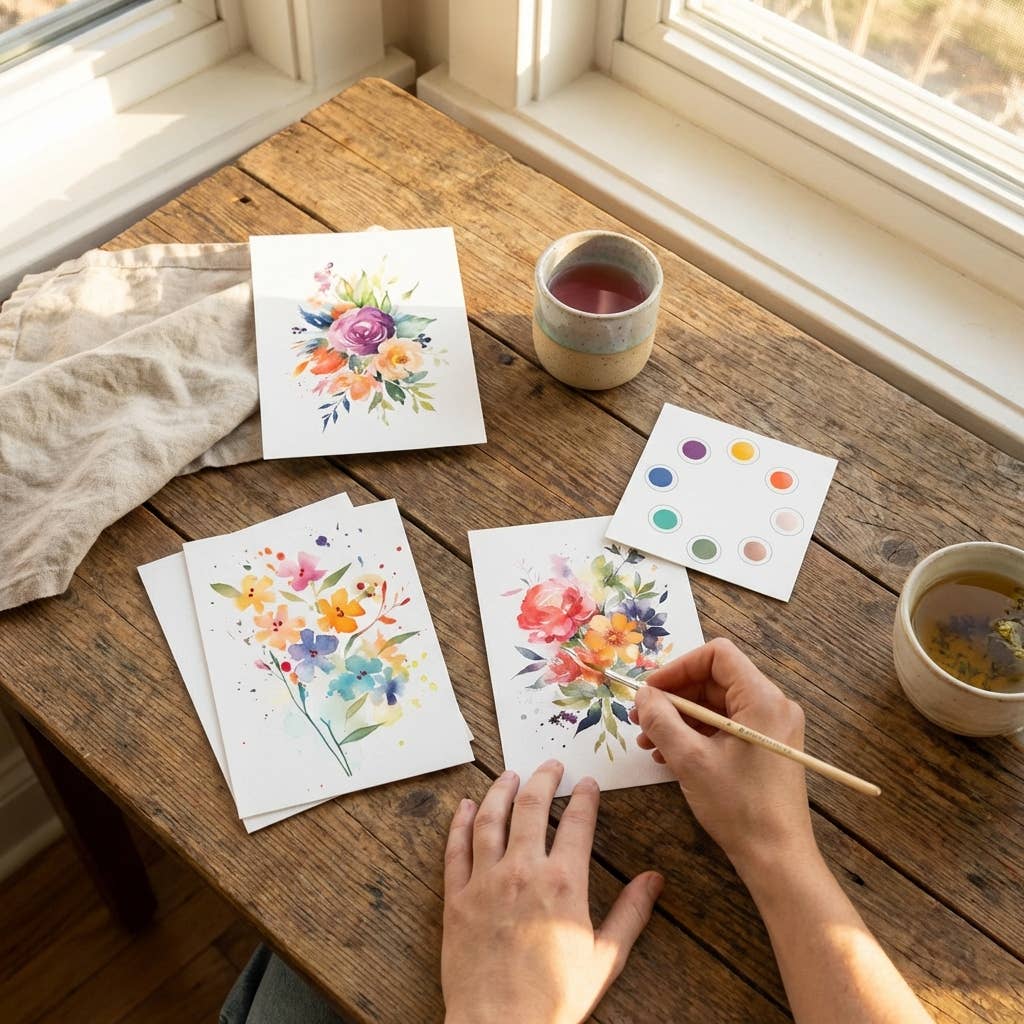 Breathe People Vibrant Botanicals All in One Watercolor Paint Set / Postcard Kit