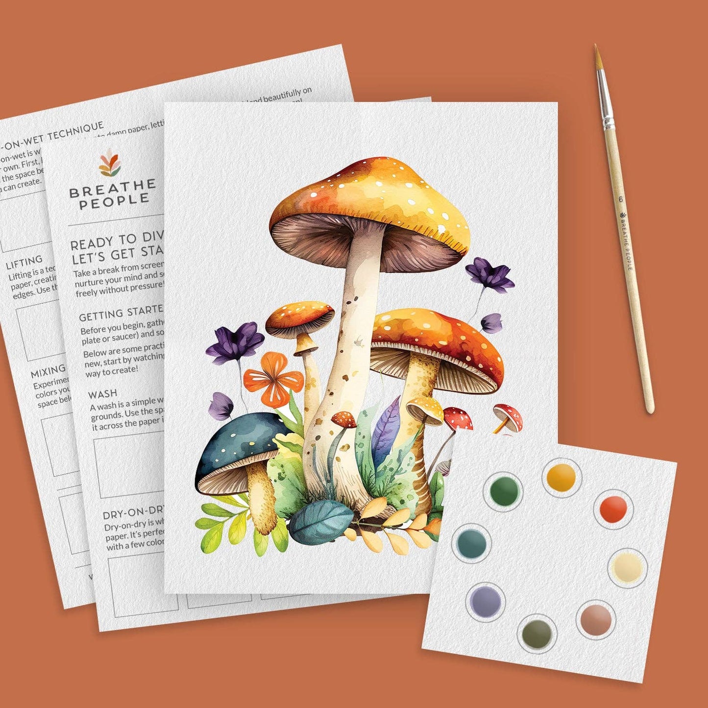 Breathe People Mushrooms All-In-One Watercolor Kit