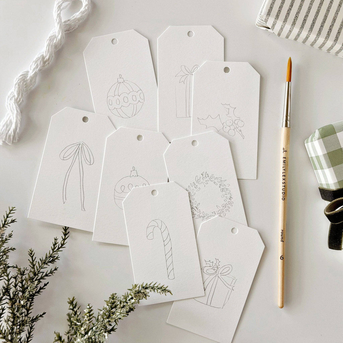 Classic Christmas Paintable Gift Tags: Emily Lex Studio