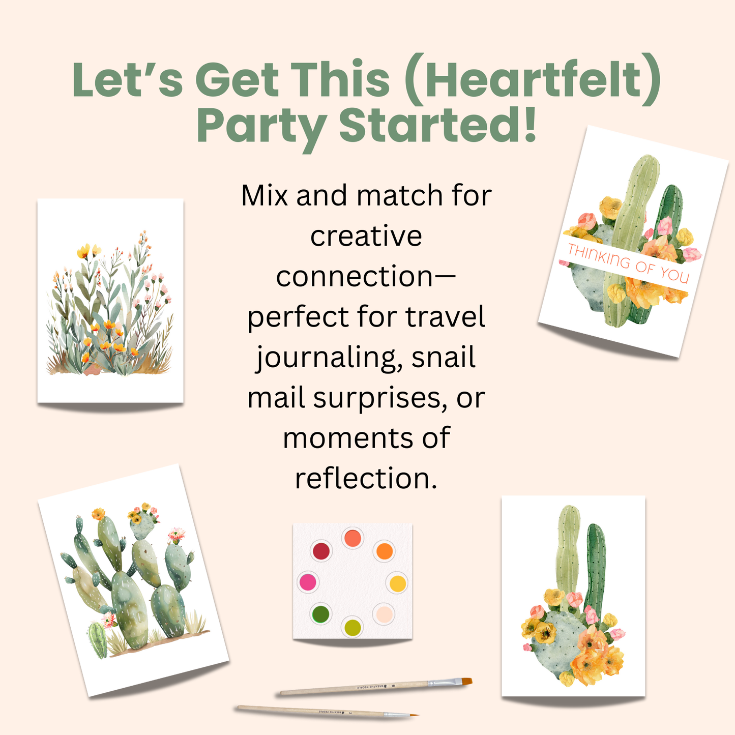 Breathe People Vibrant Botanicals All in One Watercolor Paint Set / Postcard Kit